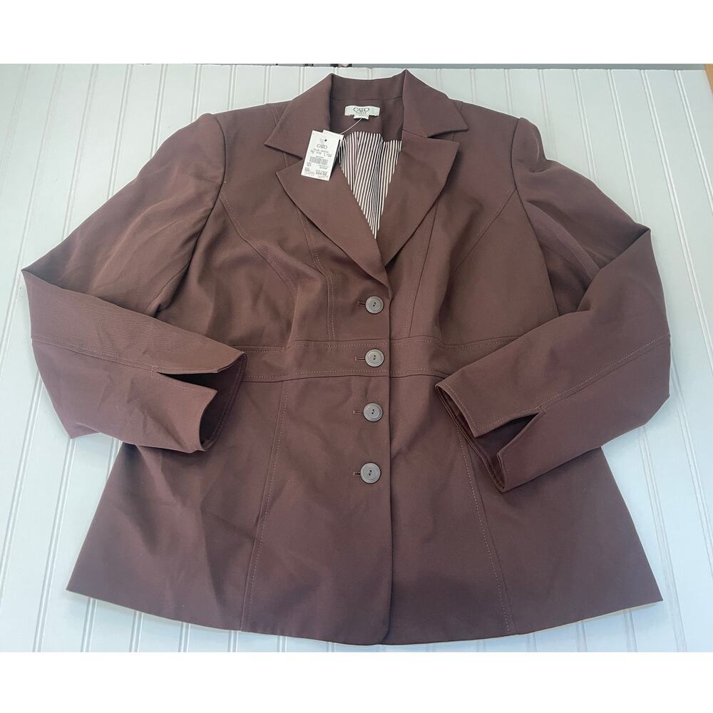 NWT Cato Woman Brown Blazer Plus Size Work Office Academia Womens 16W